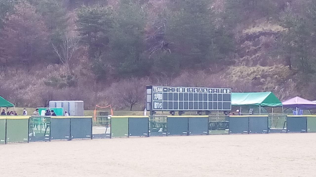 第12回春季小学生女子ソフトボール大会のスコアボード付近に設置のポジモ